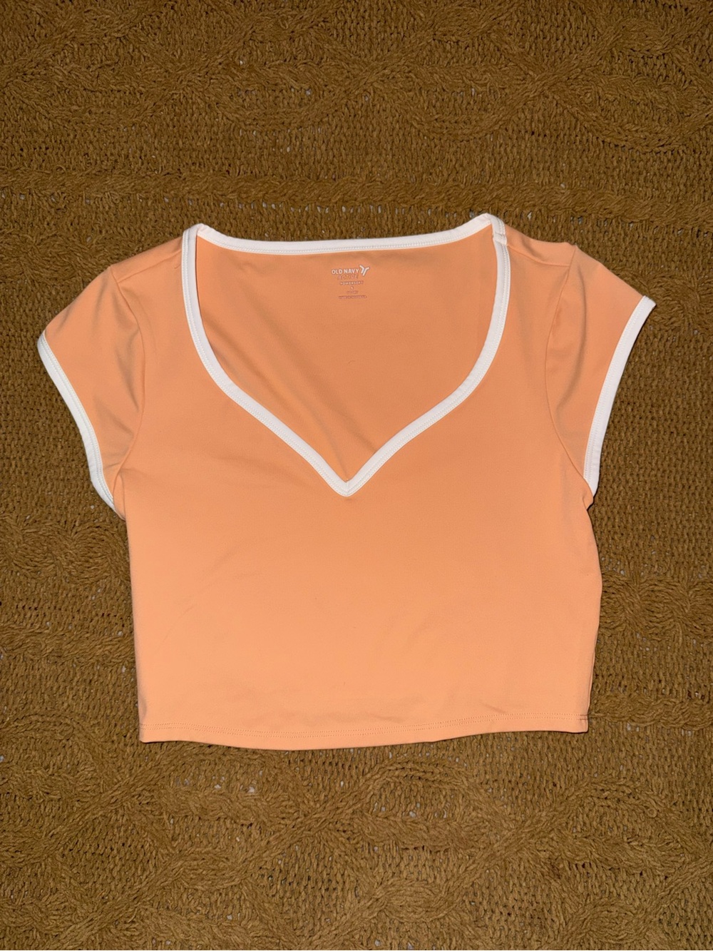 Old Navy Peach Crop Top with White Trim